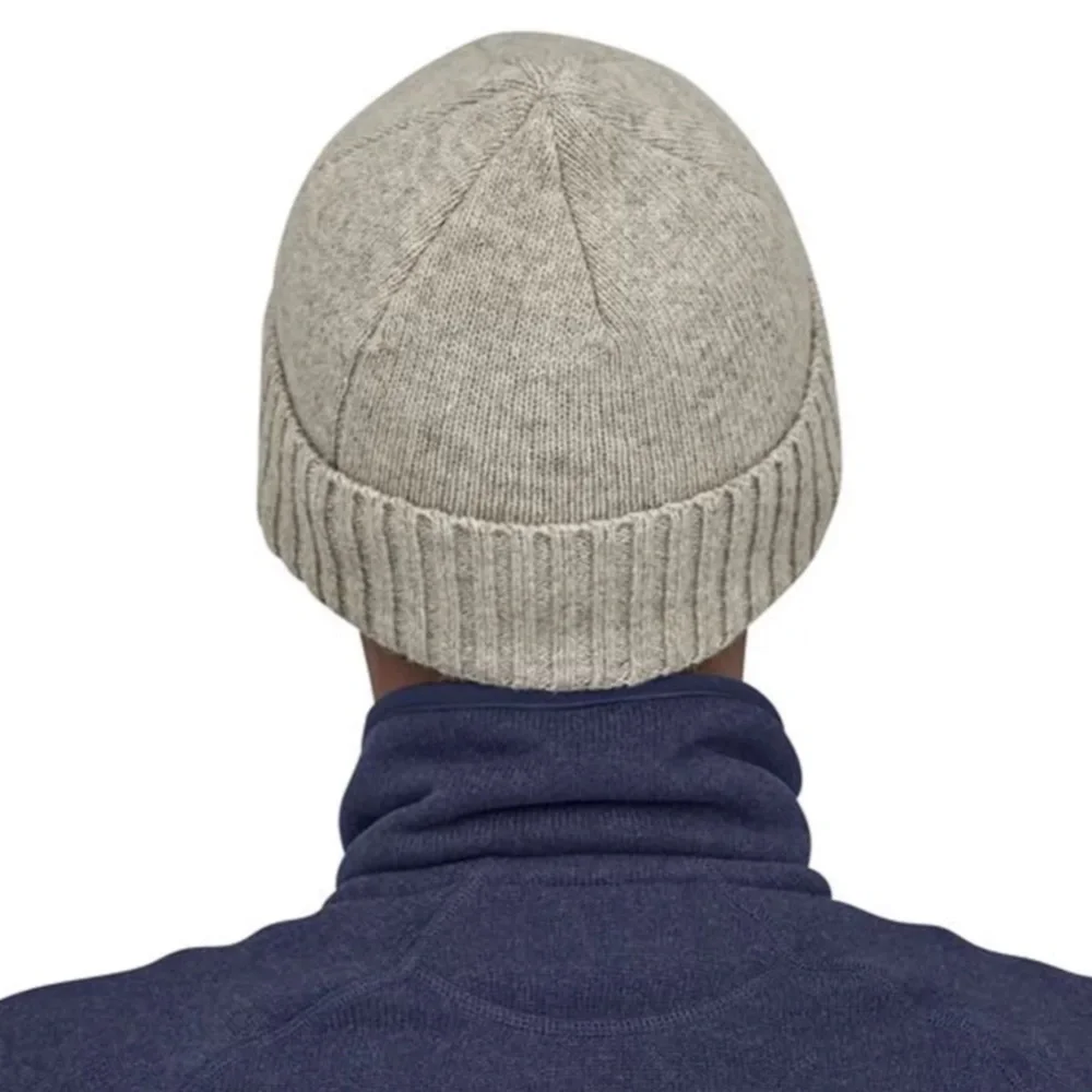 Brand New Patagonia Brodeo Beanie Recycled Wool Drifter Grey Logo Hat Ski Hike - Picture 13 of 15